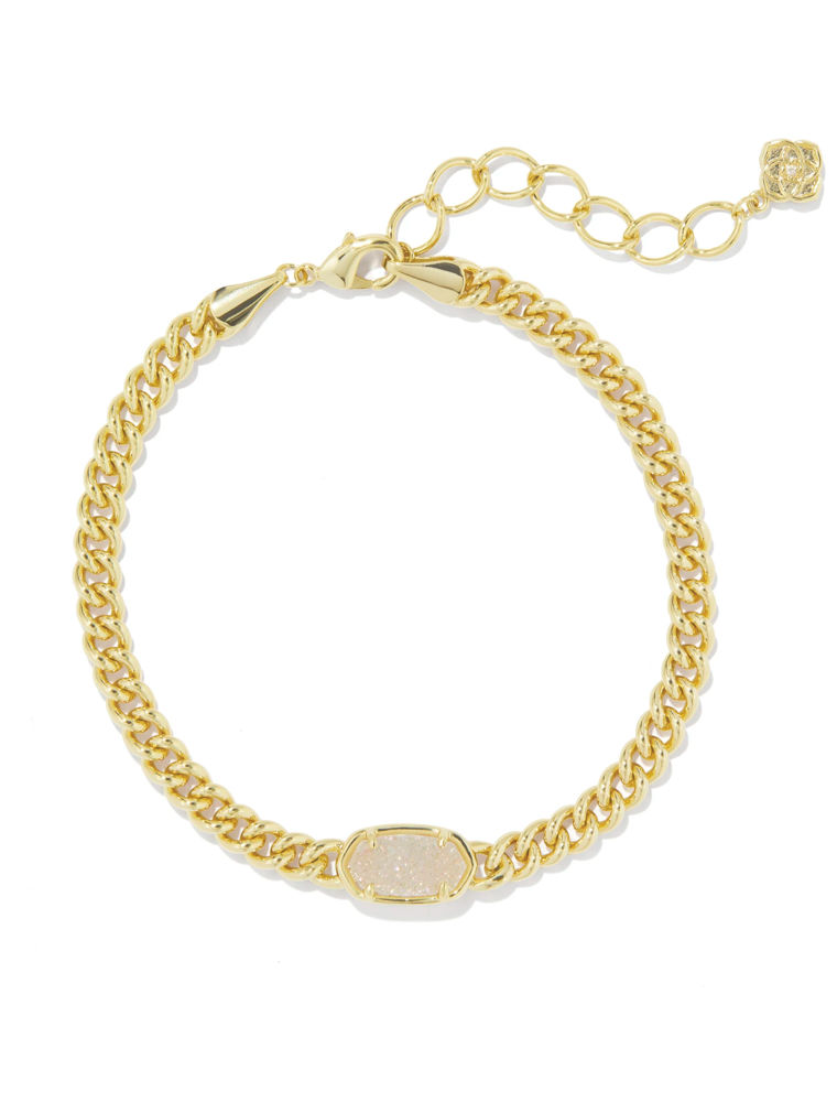 KENDRA SCOTT DESIGN Grayson Gold Delicate Link and Chain Bracelet in Iridescent Drusy