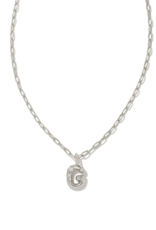 KENDRA SCOTT DESIGN Crystal Letter G Silver Short Pendant Necklace in White Crystal