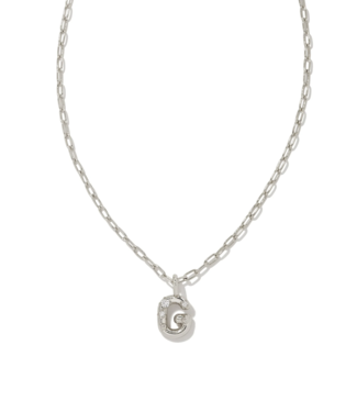 KENDRA SCOTT DESIGN Crystal Letter G Silver Short Pendant Necklace in White Crystal