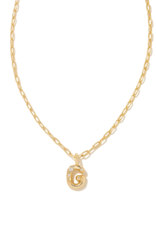 KENDRA SCOTT DESIGN Crystal Letter G Gold Short Pendant Necklace in White Crystal