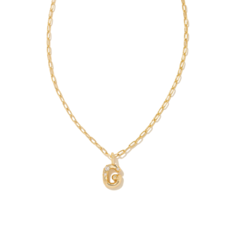 KENDRA SCOTT DESIGN Crystal Letter G Gold Short Pendant Necklace in White Crystal