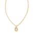 Crystal Letter O Gold Short Pendant Necklace in White Crystal