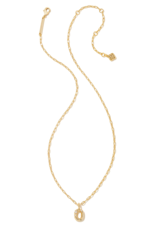 KENDRA SCOTT DESIGN Crystal Letter O Gold Short Pendant Necklace in White Crystal