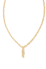 KENDRA SCOTT DESIGN Crystal Letter I Gold Short Pendant Necklace in White Crystal