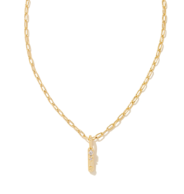 KENDRA SCOTT DESIGN Crystal Letter I Gold Short Pendant Necklace in White Crystal