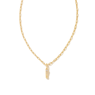 KENDRA SCOTT DESIGN Crystal Letter I Gold Short Pendant Necklace in White Crystal
