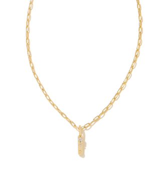 KENDRA SCOTT DESIGN Crystal Letter I Gold Short Pendant Necklace in White Crystal