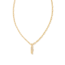 Crystal Letter I Gold Short Pendant Necklace in White Crystal