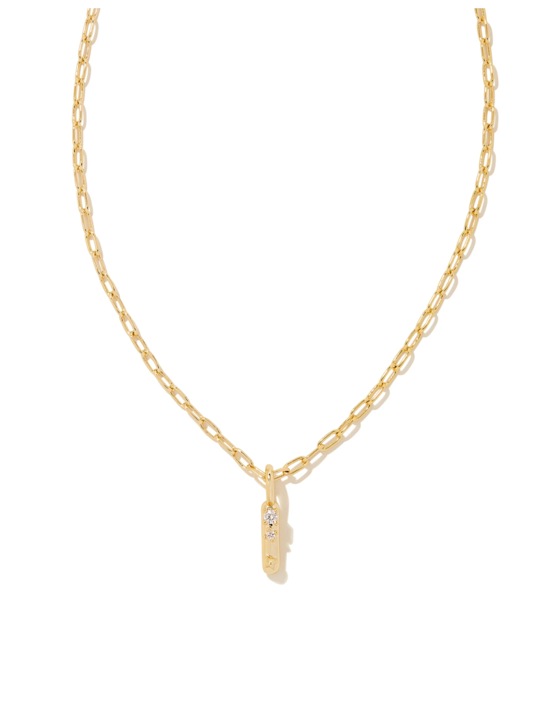KENDRA SCOTT DESIGN Crystal Letter I Gold Short Pendant Necklace in White Crystal