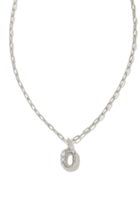 KENDRA SCOTT DESIGN Crystal Letter O Silver Short Pendant Necklace in White Crystal