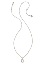 KENDRA SCOTT DESIGN Crystal Letter O Silver Short Pendant Necklace in White Crystal