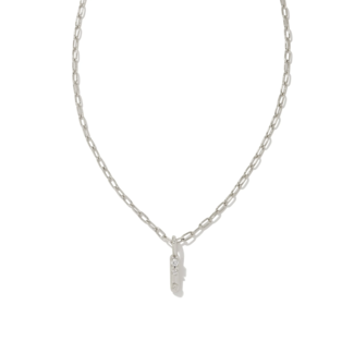 KENDRA SCOTT DESIGN Crystal Letter I Silver Short Pendant Necklace in White Crystal