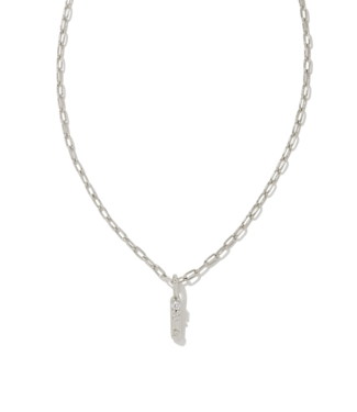 KENDRA SCOTT DESIGN Crystal Letter I Silver Short Pendant Necklace in White Crystal