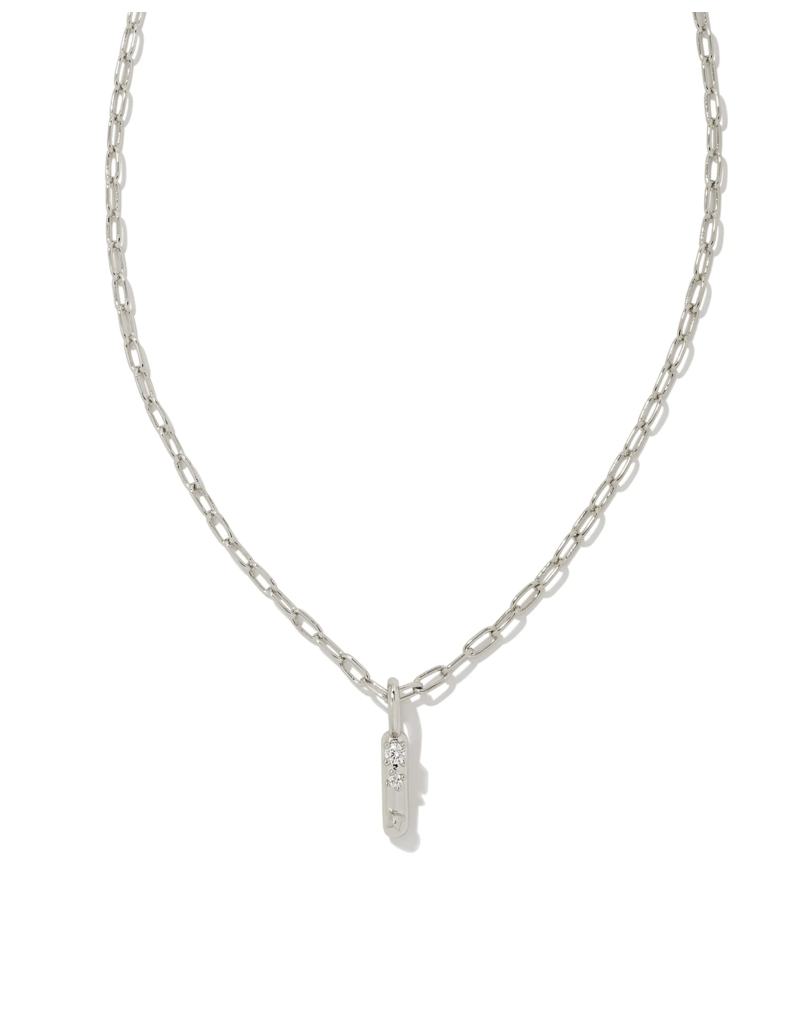 KENDRA SCOTT DESIGN Crystal Letter I Silver Short Pendant Necklace in White Crystal
