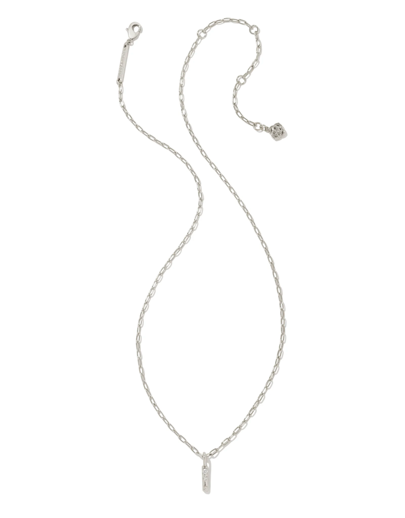 KENDRA SCOTT DESIGN Crystal Letter I Silver Short Pendant Necklace in White Crystal