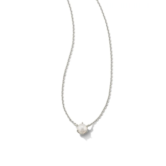 Ashton Silver Pendant Necklace in White Pearl