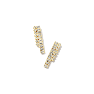 KENDRA SCOTT DESIGN Gracie Gold Tennis Linear Earrings in White Crystal
