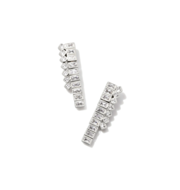 KENDRA SCOTT DESIGN Gracie Silver Tennis Linear Earrings in White Crystal