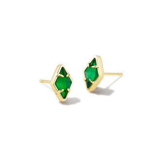 KENDRA SCOTT DESIGN Kinsley Gold Stud Earrings in Kelly Green Illusion