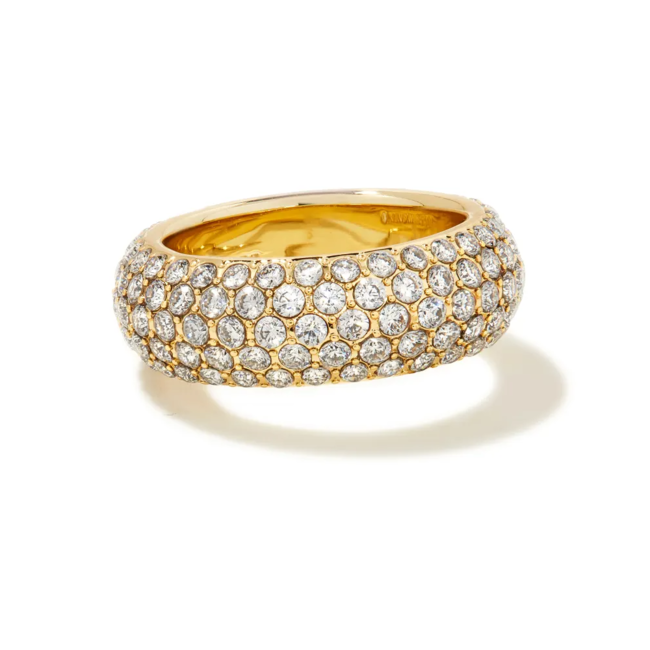 Mikki Gold Pave Band Ring in White Crystal