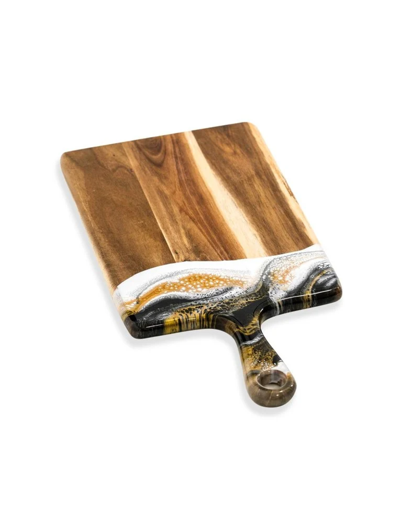 LYNN & LIANA SERVEWARE Medium Acacia Cheese Board in Black/White/Gold