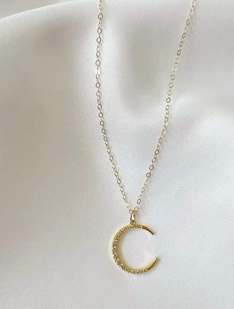 TRUE BY KRISTY Luna Crescent Moon Celestial Necklace