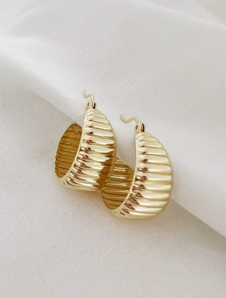 TRUE BY KRISTY Riley Textured Dome Hoop Earrings