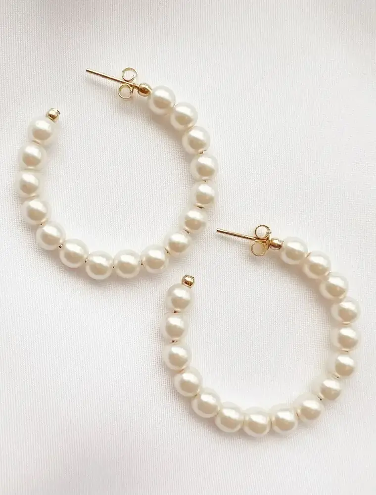 TRUE BY KRISTY Ocean Ave Pearl Hoop Earrings