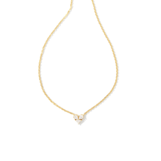 KENDRA SCOTT DESIGN Katy Gold Heart Short Pendant Necklace in White Crystal