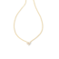 Katy Gold Heart Short Pendant Necklace in White Crystal