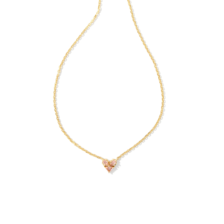 KENDRA SCOTT DESIGN Katy Gold Heart Short Pendant Necklace in Pink Glass