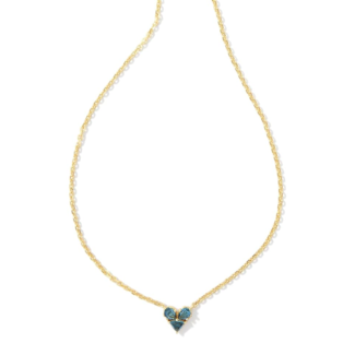 KENDRA SCOTT DESIGN Katy Gold Heart Short Pendant Necklace in Teal Glass