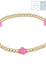 ENEWTON DESIGN eGirl Signature Cross Gold Pattern 3mm Bead Bracelet - Bright Pink