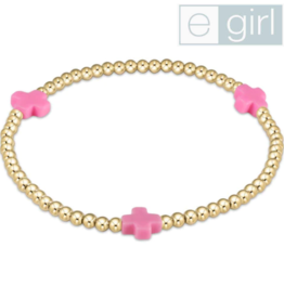 ENEWTON DESIGN eGirl Signature Cross Gold Pattern 3mm Bead Bracelet - Bright Pink