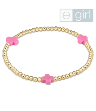 ENEWTON DESIGN eGirl Signature Cross Gold Pattern 3mm Bead Bracelet - Bright Pink