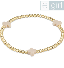 ENEWTON DESIGN eGirl Signature Cross Gold Pattern 3mm Bead Bracelet - Off White