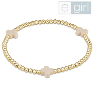 ENEWTON DESIGN eGirl Signature Cross Gold Pattern 3mm Bead Bracelet - Off White