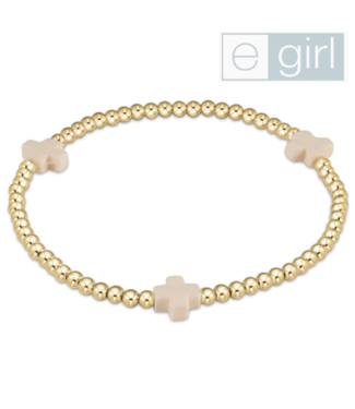 ENEWTON DESIGN eGirl Signature Cross Gold Pattern 3mm Bead Bracelet - Off White