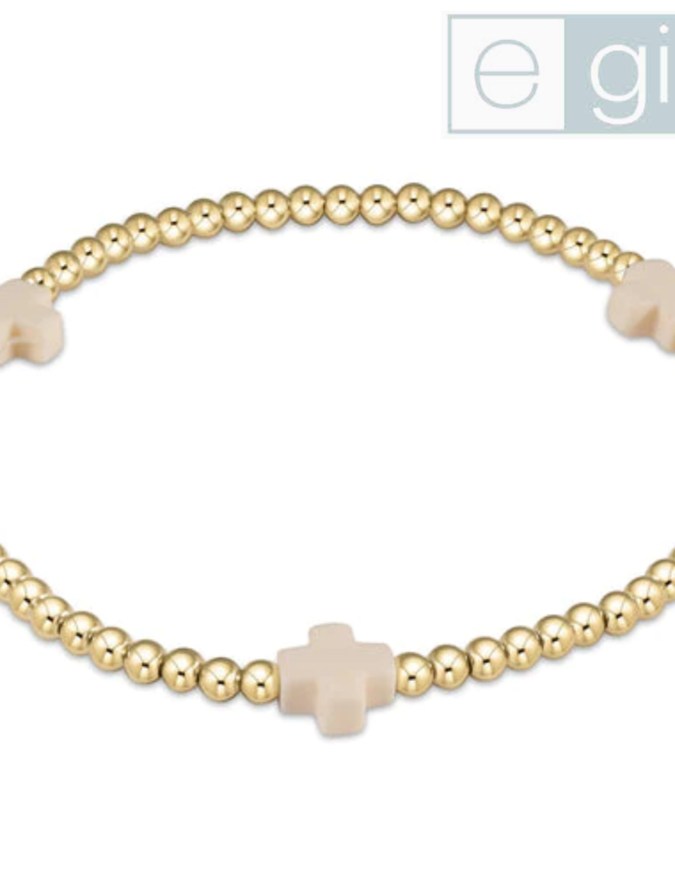 ENEWTON DESIGN eGirl Signature Cross Gold Pattern 3mm Bead Bracelet - Off White