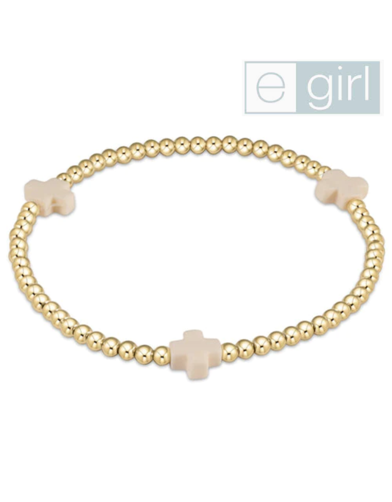 ENEWTON DESIGN eGirl Signature Cross Gold Pattern 3mm Bead Bracelet - Off White