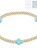 ENEWTON DESIGN eGirl Signature Cross Gold Pattern 3mm Bead Bracelet - Turquoise