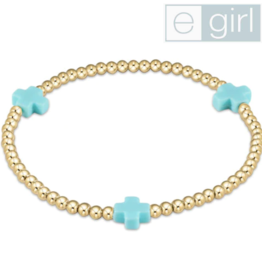 ENEWTON DESIGN eGirl Signature Cross Gold Pattern 3mm Bead Bracelet - Turquoise