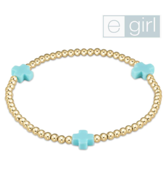 ENEWTON DESIGN eGirl Signature Cross Gold Pattern 3mm Bead Bracelet - Turquoise