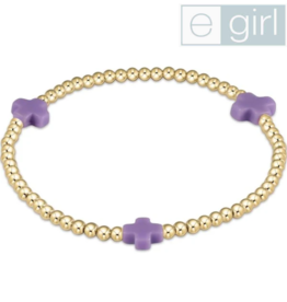 ENEWTON DESIGN eGirl Signature Cross Gold Pattern 3mm Bead Bracelet - Purple