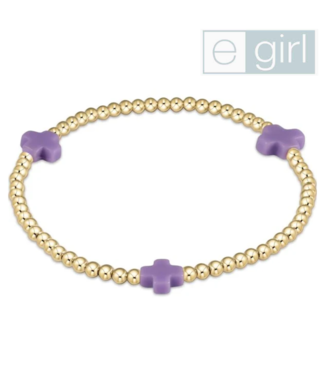 ENEWTON DESIGN eGirl Signature Cross Gold Pattern 3mm Bead Bracelet - Purple