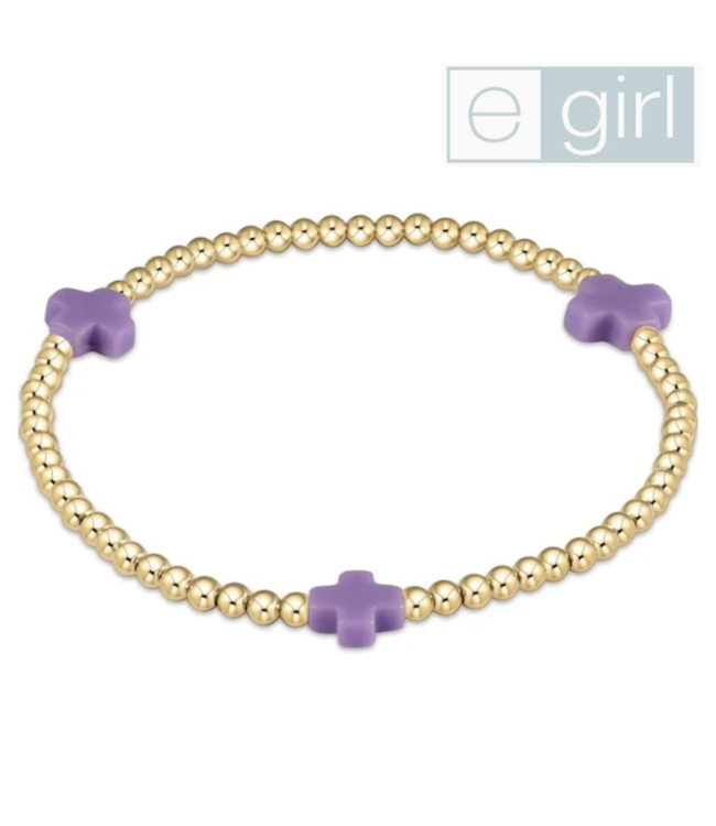 eGirl Signature Cross Gold Pattern 3mm Bead Bracelet - Purple