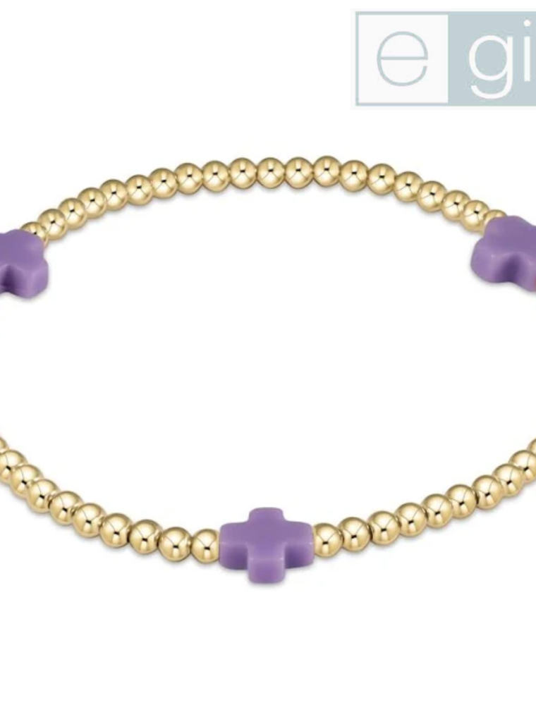 ENEWTON DESIGN eGirl Signature Cross Gold Pattern 3mm Bead Bracelet - Purple