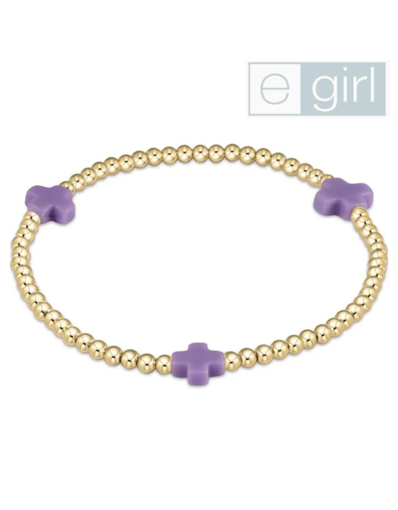 ENEWTON DESIGN eGirl Signature Cross Gold Pattern 3mm Bead Bracelet - Purple