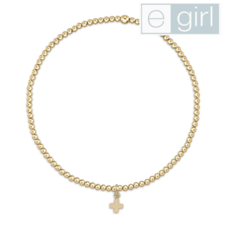 ENEWTON DESIGN eGirl Classic Gold 2mm Bead Bracelet - Signature Cross Small Gold Charm