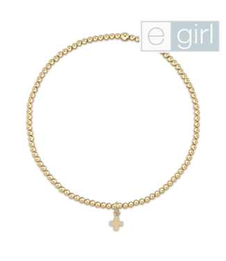 ENEWTON DESIGN eGirl Classic Gold 2mm Bead Bracelet - Signature Cross Small Gold Charm